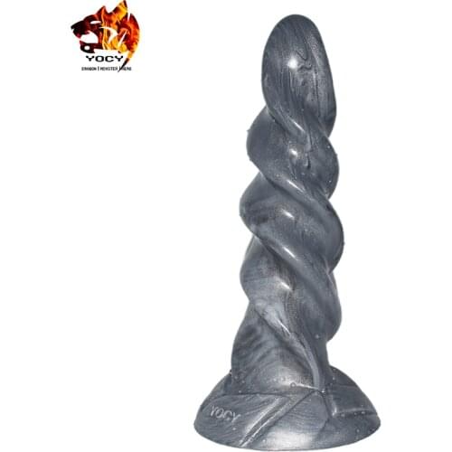 YOCY 215MM*57MM Spiral Anal Plug Dildo Siliver Gray Stuff Silicone Butt Masturbator Orgasm Erotic Adult Sex Toy