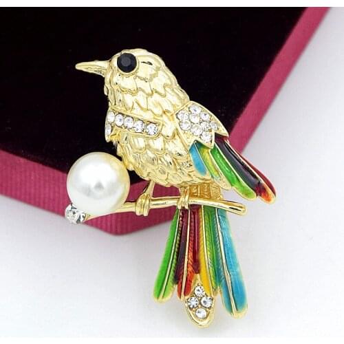 Utei Jewelry Fancy Gold Color Alloy Lovely Coloful Enemal Bird Brooch Adorable Animal Broach Pin