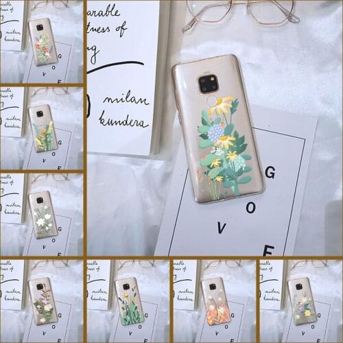 Back Cover For Huawei Mate 20 10 9 Lite Aesthetic Flower Art Floral Pretty Soft Silicone Phone Case For Huawei Mate 7 8 9 10 Pro