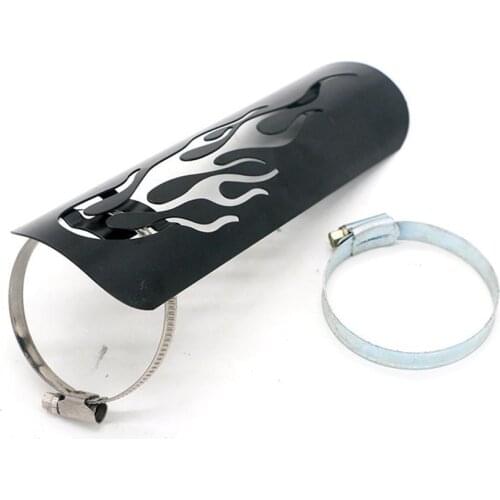 Pipe Shield - Exhaust Heat Shield Motorcycle Exhaust Heat Shield Cover Muffler Pipe Guard Universal Protector, Black, Silver