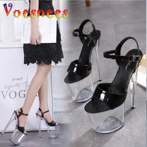 2019 Women Shoes Sandale New Summer Women Sandals Shoes Female PVC Transparent Crystal Sexy High Heels 15CM Ladies Shoes Pumps