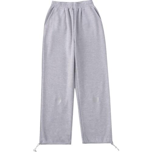 Autumn New Casual Loose Straight-leg Pants Womens Elastic Waist Trousers Love Embroidery Bloomers 2021