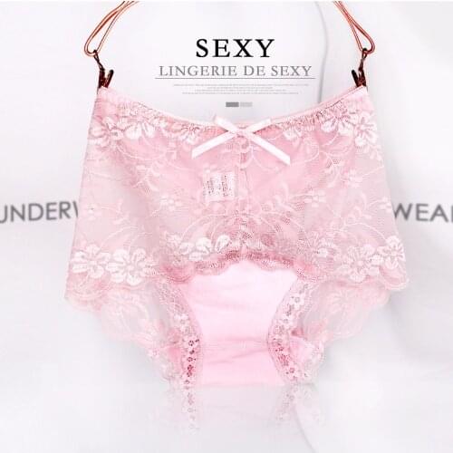 Woman Panties Sexy Lace Briefs Lingerie Mid Waist Healthy Cotton Crotch Sexy Lady Panty Soft New Bow-knot Female Underwear