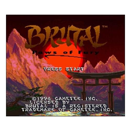 Brutal - Paws of Fury NTSC Version 16 Bit 46 Pin Big Gray Game Card For USA Game Players