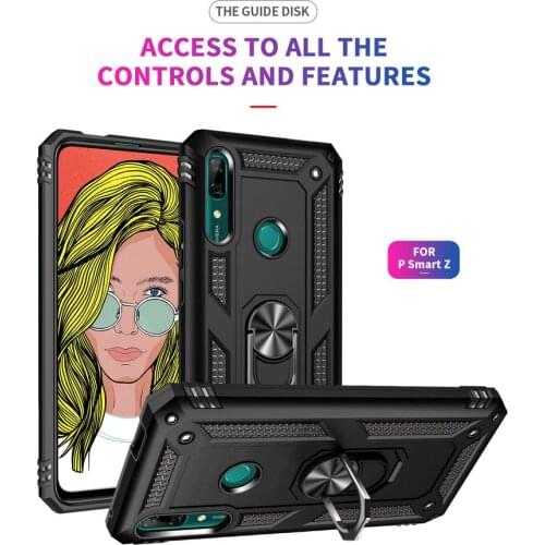 For Huawei P Smart Z for Honor 9X STK-LX1 9X Premium Metal Ring Hard Phone Case for Huawei Y9 Prime 2019 Armor Case Back Cover