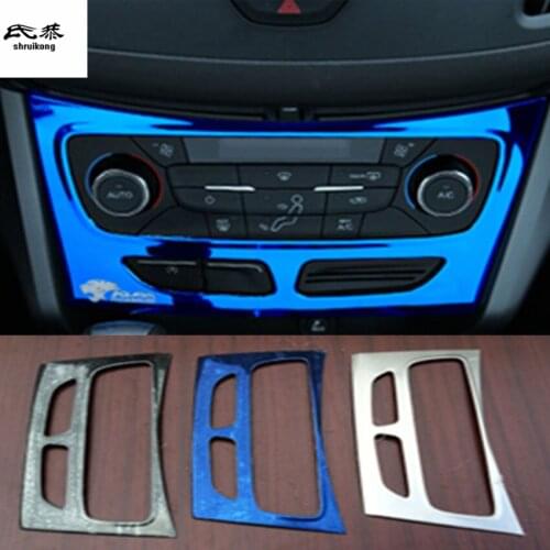 1pc stainless steel air conditioning control adjustment panel decoration cover for 2013-2019 Ford KUGA escape