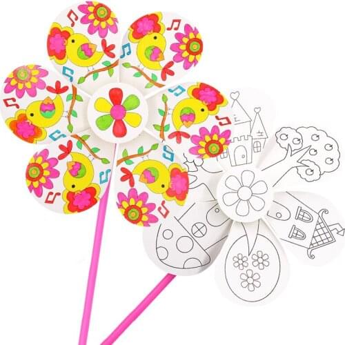 10Pcs/set Blank paper card windmill Toys DIY Painting graffiti Pinwheel Self-assembly Windmill Childrens Toy Home Garden Decor