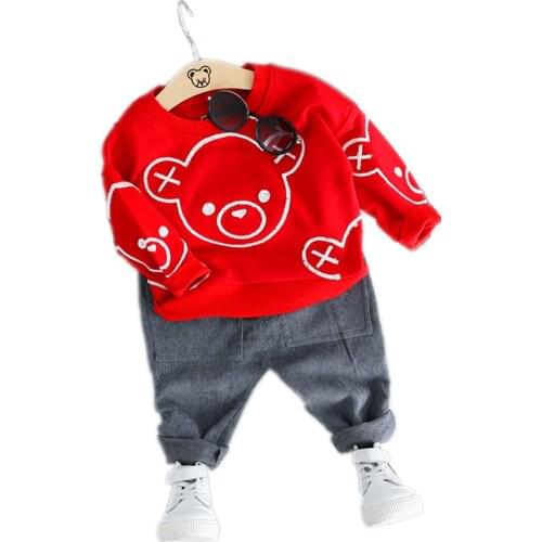 Spring Autumn Children Cotton Out Clothes Baby Boys Girl Cartoon T Shirts Pants 2Pcs/sets Infant Kids Fashion Toddler Tracksuits
