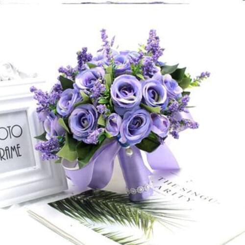 2018 White Bridal Bouquet Artificial Roses Bride Flowers Bridesmaid Wedding Bouquet Handmade Bouquet