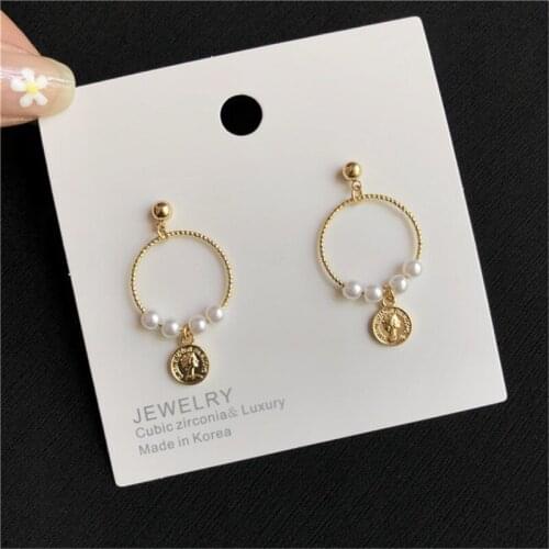 2020 New Summer Lovely Earrings For Women Geometry Circle Simulated Pearl Earrings Fashion jewelry wholesale