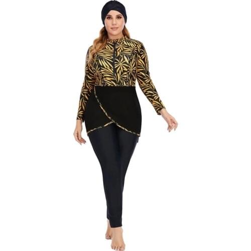 2021 Burkini Mujer Women Islamic Muslimah Swimsuit Clothing Arabian Swimsuit Ladies Hijab 80% Nylon Muslim Swimwear Long Sleeve