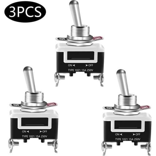 3Pcs Heavy Duty Rocker Toggle Switch 15A 250V 20A 125V SPST 2 Pin ON/Off/ON Switch
