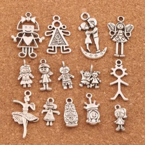 40pcs Pretty Girl Boy Angel Charm Beads Alloy Handmade Jewelry DIY Pendants LM54