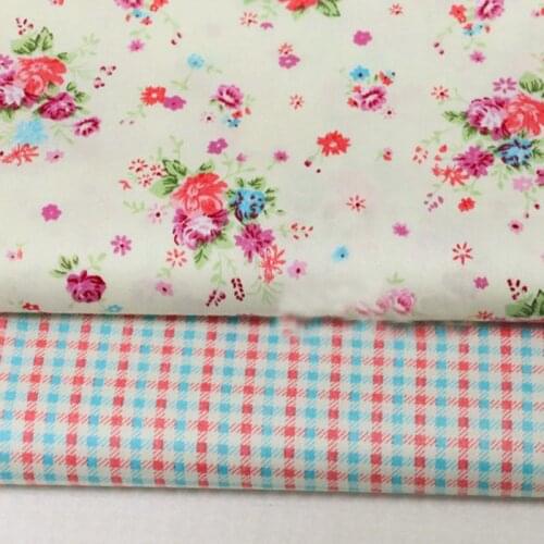 40x50cm Graceful Colorful Checked & Spring Flowers Printed DIY cotton fabric bundles For Doll Cloth Dress