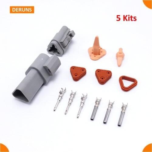 5sets Kits 3 Pin/Way Deutsch Sealed Waterproof Electrical Wire Car Connectors Plug DT06-3S DT04-3P