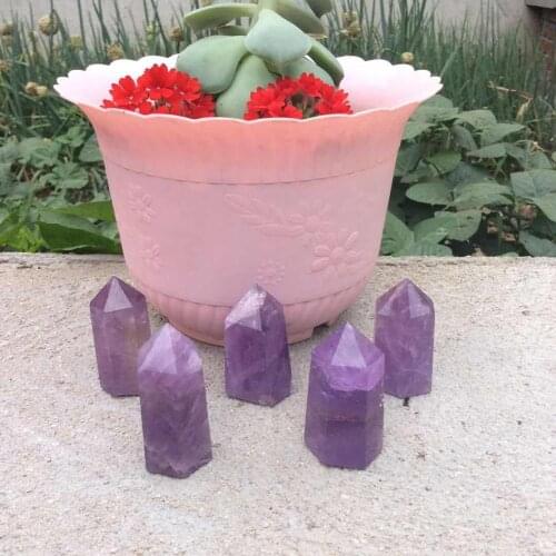 5pcs likely 100% natural amethyst quartz crystal gemstone wand unartificial chakra energy stone as home improvement