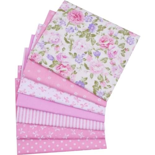 7pcs/Lot,50x40cm Pink Floral Series Printed Cotton Fabric For Patchwork ,Sewing Quilting Fabrics Bundle,DIY Cloth