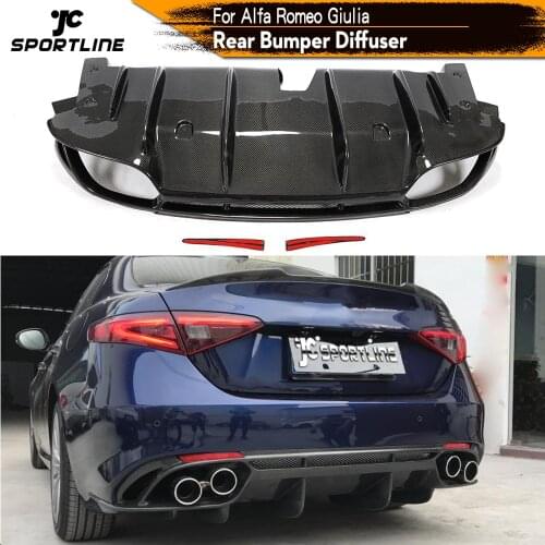 Carbon Fiber Car Rear Bumper Diffuser Lip Spoiler for Alfa Romeo Giulia Sedan 4 Door 2017 - 2020 Non for Quadrifoglio TI Spoiler