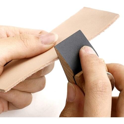 Beech Block Handmade Leather Durable Vegetable Tanned Tool Wooden Edge Grinding Sandpaper Treatment DIY Leather Craft Edge