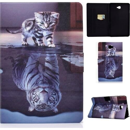 Magnetic Printed PU Leather Case For Samsung Galaxy Tab A A6 10.1 2016 T580 T585 T580N SM-T580 Tablet Card Slots case SM-T585