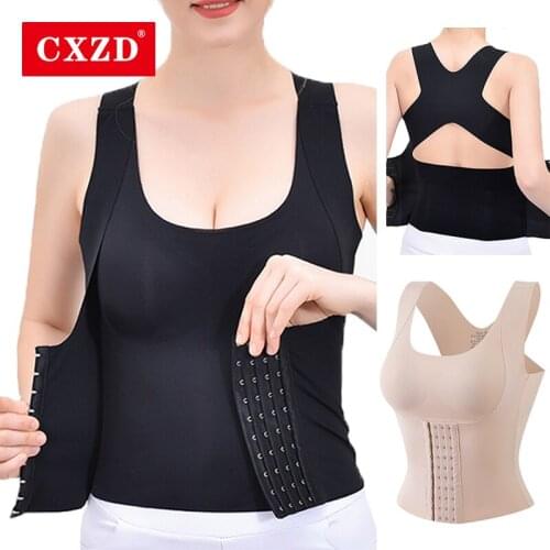 CXZD Women ice silk Slimming Belly Brassiere Front Breasted Push Up Posture Corrector Bralette Closure seamless Underwear Vest