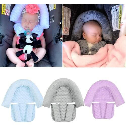 Baby Car Safety Seat Headrest Soft Sleeping Head Support Pillow With Matching Seat Belt Soft Bubble Fleece Infant Protective Set