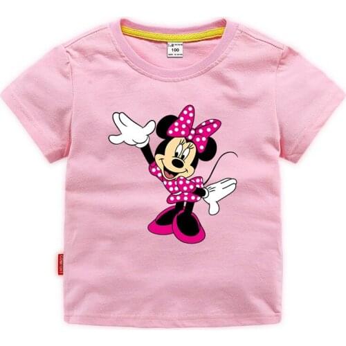 Disney Minne Mouse Summer Cartoon Girlys Boys Cartoon T-shirts Boys Tees Top Short Sleeve T shirts Children Costume Clothing