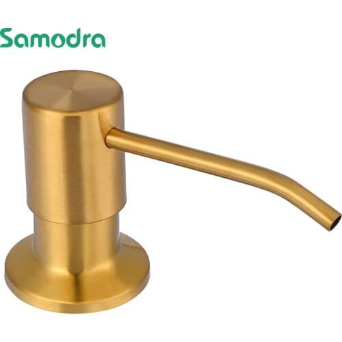 SAMODRA Gold Liquid Soap Dispenser With For Kitchen Sink Premium Stainless Steel Pump Head Brushed Nickel Replacement
