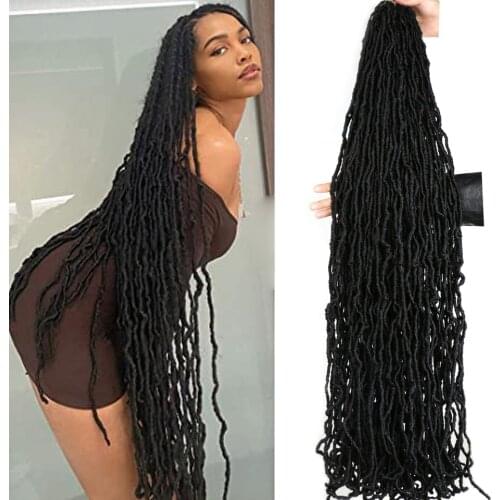 Donghou 18 24 36 Inch Nu Locs Crochet Hair Faux Locks Crochet Braid Curly Hair Nu Soft Locs meche de cheveux pour crochet braid