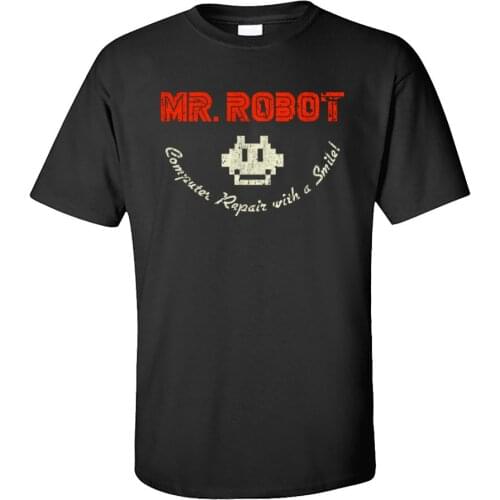 Mr. Robot Light T-shirt Vintage Men T Shirts Custom Geek Tops TShirt 100% Cotton Fabric Crew Neck Short Sleeve Cool Tees