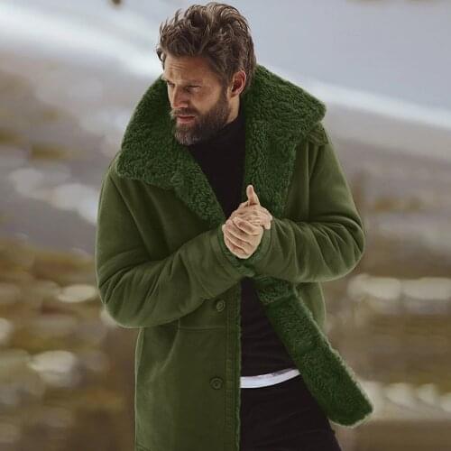 Cotton Warm Thick Long Sleeve Men Top Big Size Peacoat Windbreaker Mens Overcoat Male Blend Coat Casual Winter Snow Green Jacket