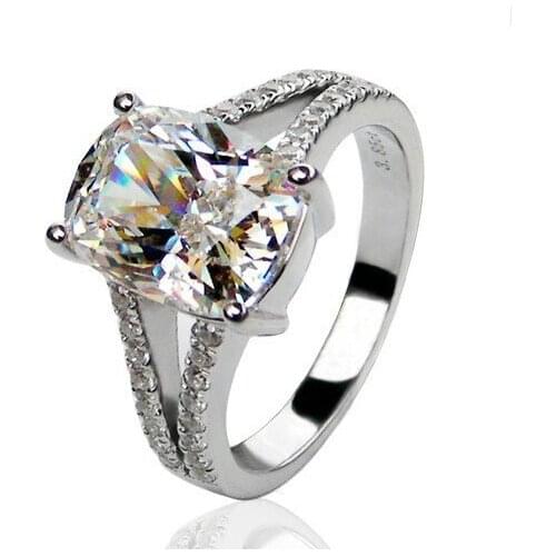 3.85Ct Radiant Cut Diamond Engagement Ring Solid 18K White Gold Wedding Ring G18K AU750 Jewelry