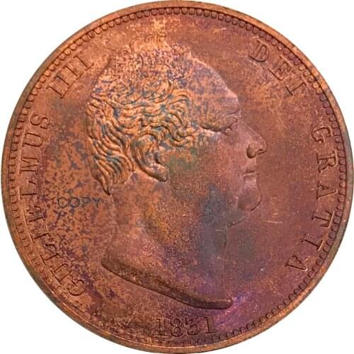 1831 Great Britain 1/2 Penny Red Copper collectibles Copy Coin