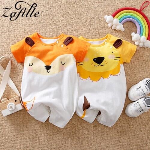 ZAFILLE Cute Clothes For Newborns Cartoon Fox Lion Babys Rompers Summer Shorts Sleeve Jumpsuit For Kids Baby Boy Clothes