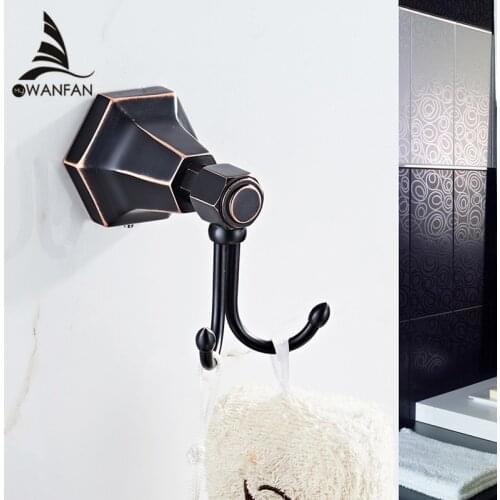 Robe Hooks European Style Brass Black Bathroom Hangings Gold Towel Rack Clothes Hook Home Decoration Bathroom Hardware Set 93001