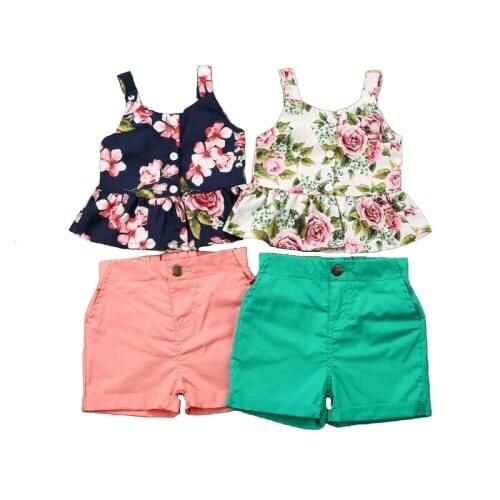1-6Y Newborn Baby Girl 2pcs Summer Clothes Sets Floral Print Tops Shorts Pants Outfits Set