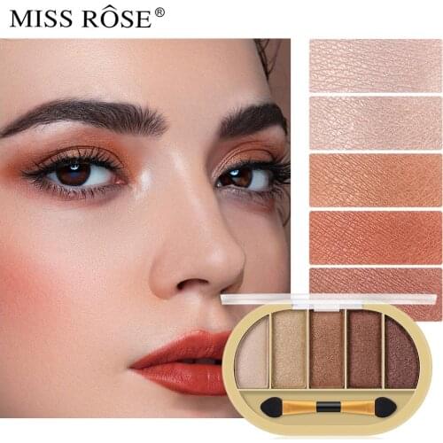 Miss rose nude eyeshadow palette 5 colors earth brown gold pigment long lasting waterproof shimmer eyeshadow powder MS213