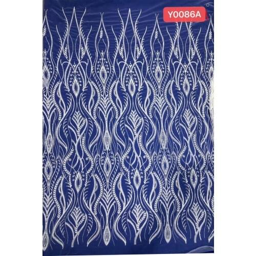 Fashion Beaded Embroidery Lace Wedding Dress Fabric, Nigerian Textile African Trimming Lace 5Yards/ lot