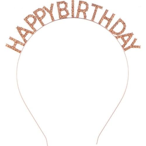 New Arrive 15*16CM Birthday Party Rhinestone Hair Band Happy Birthday Headband for Women 5 Colors