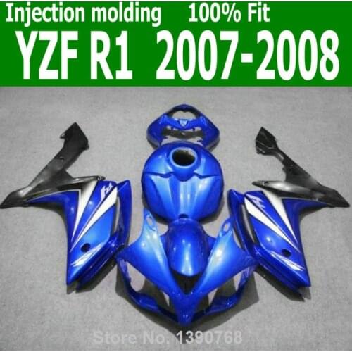 Abs Fairings For YAMAHA YZF R1 07 08 ( Blue white line ) 2007 2008 Injection fairing kit CQ09