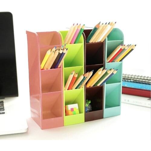 Plastic Desk Organizer Desktop Office Pen Pencil Holder Makeup Storage Tray Makeup Brush Container Students school stationary