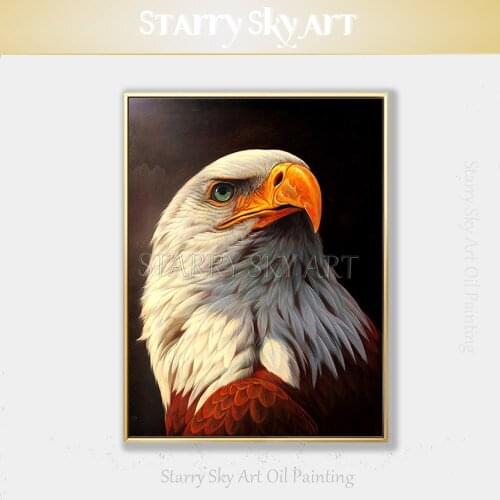 Gifted Artist Hand-painted Realistic Bird Eagle Oil Painting on Canvas High Quality Bald Eagle Oil Painting for Wall Decoration