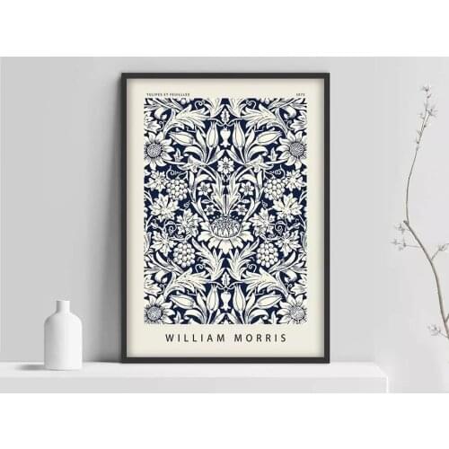 William Morris poster, William Morris Exhibition poster, Flower pattern, Flower poster, Art Print, Willster, Henri Mattion prin