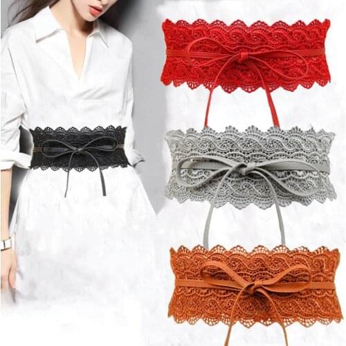 Q Fashion Dress Waist Band All-match Elegant Europe America Style Elastic Women Waistband Lace Belt Wide Corset Wedding