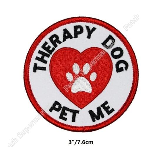 Therapy Dog Pet Me Badge Patch Counseling Support Medical Assistance Iron On Emblem Embroidery patches clothes NC