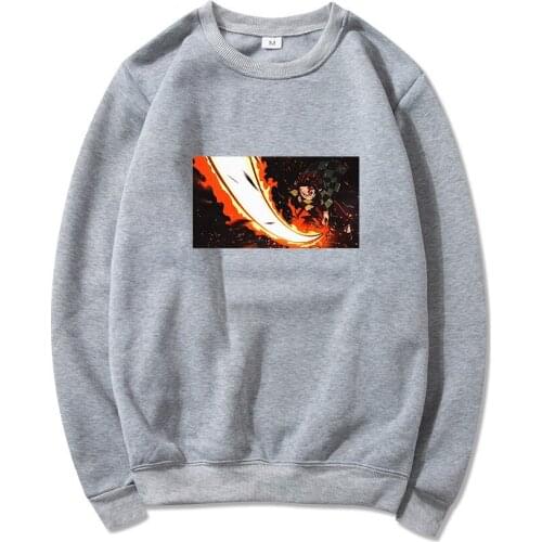 Anime Pullover Demon Slayer Tanjirou Hoodies Men Women Warm Fleece Demon Slayer Harajuku Tanjirou Loose Dropship Sweatshirt