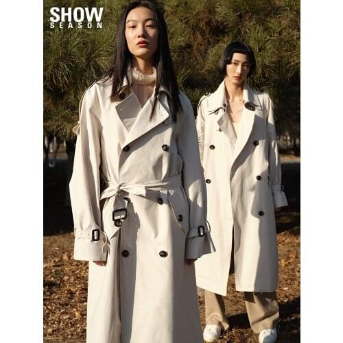 High End Design of Long Staple Cotton Gabardine Classic White Windbreaker Womens Mid Long 2021 New Spring Brand