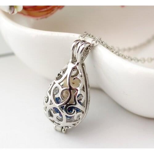 1PC 26x20MM Filigree Tear Locket Memorial Necklace Keepsake Necklace Urn Jewelry Cremation Jewelry