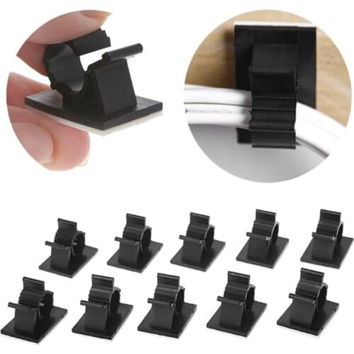 10x Cable Clips Adhesive Cord Management Organizer 7.9-10.3mm Wire Holder Clamp