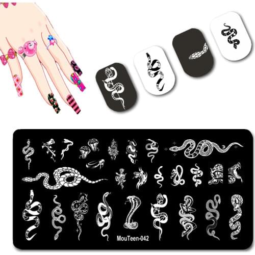2021 New Arrival Various Snake Series Stamping Plate for Nails Big Small Snake Designed Figure Nail Stamper Printing Plate #042